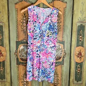 Lilly Pulitzer Knit Essie Dress, Blue and Hot pink! Size XS